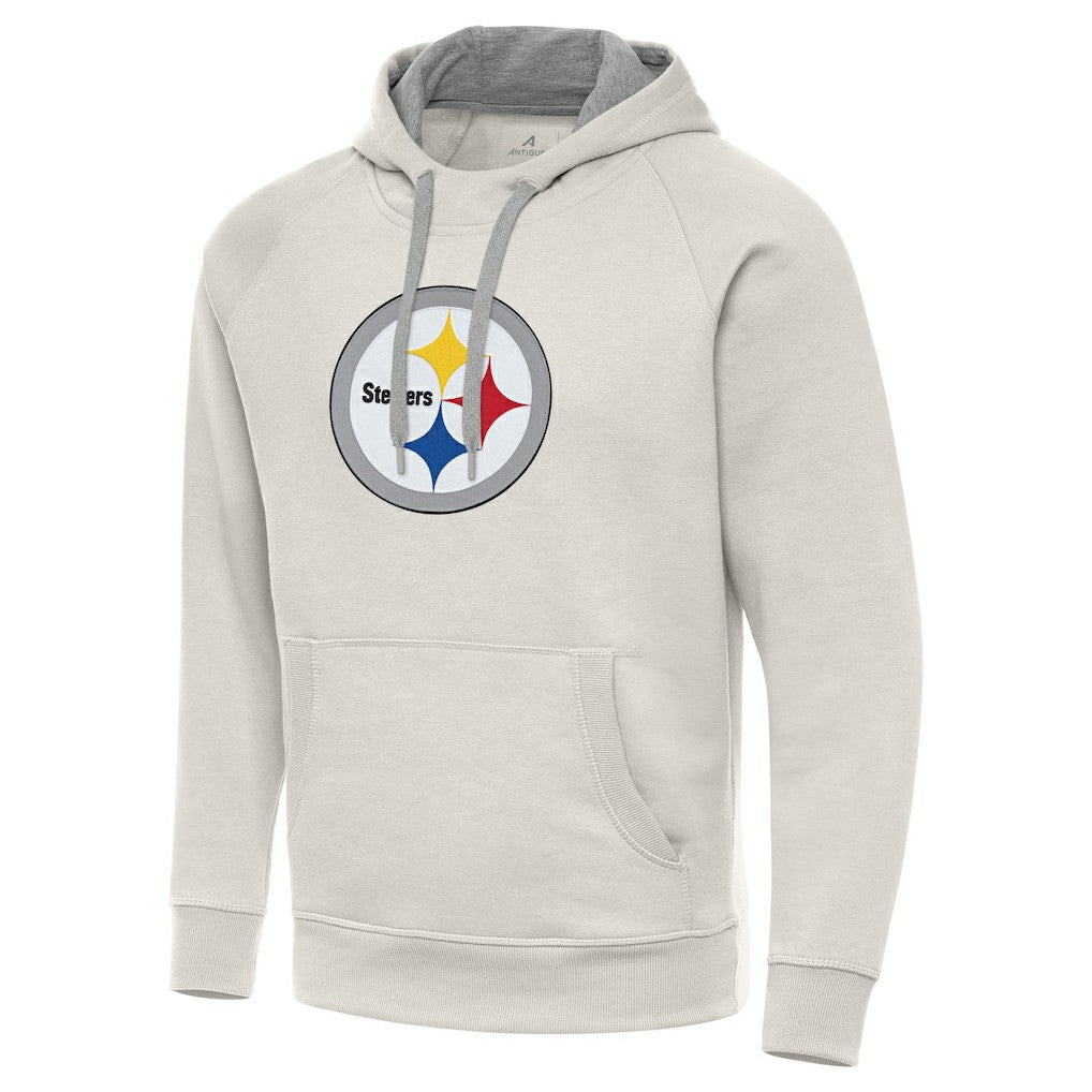Pittsburgh Steelers Antigua Victory Raglan Pullover Hoodie - Cream Hoodies