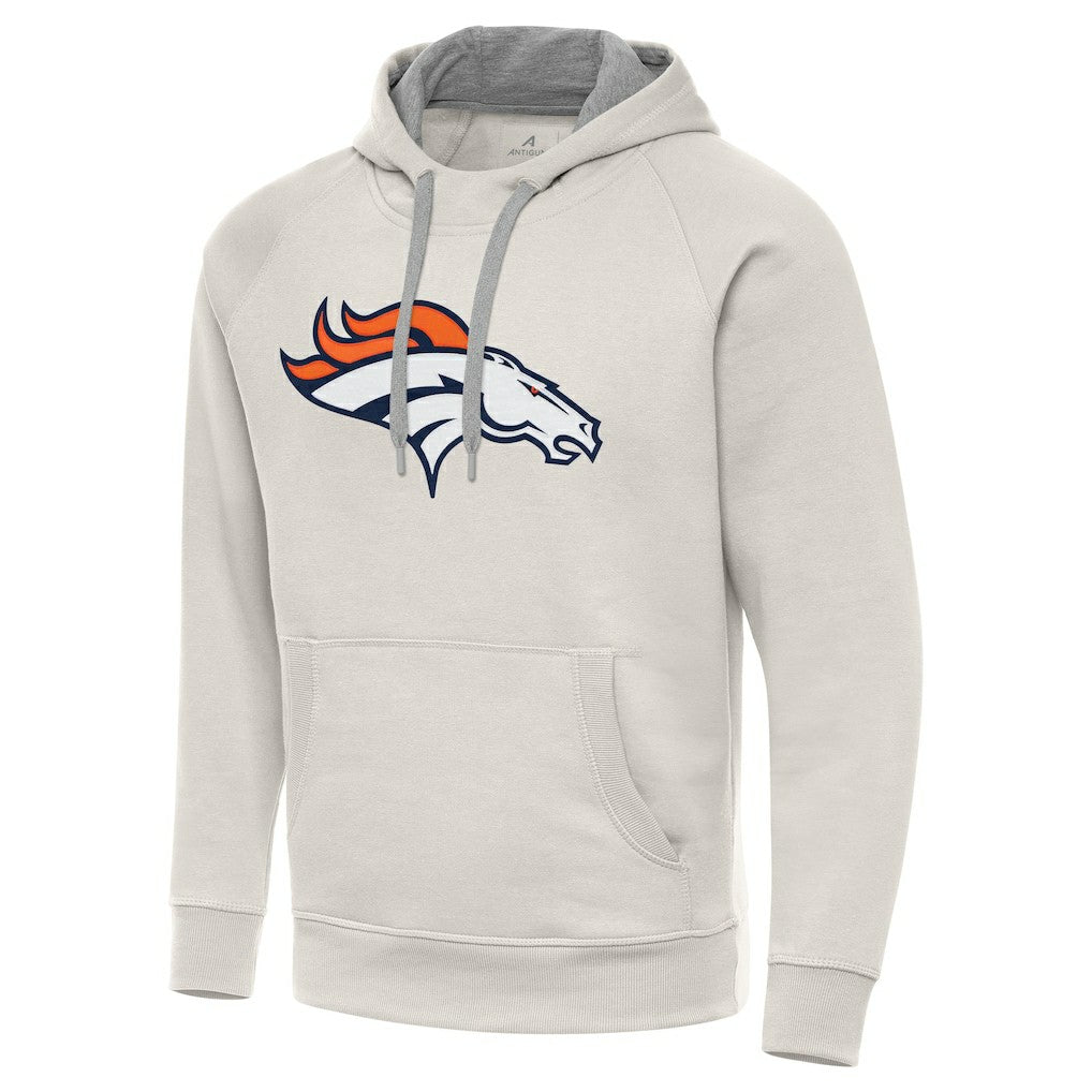 Denver Broncos Antigua Victory Raglan Pullover Hoodie - Cream Hoodies