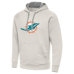 Miami Dolphins Antigua Victory Raglan Pullover Hoodie - Cream Hoodies