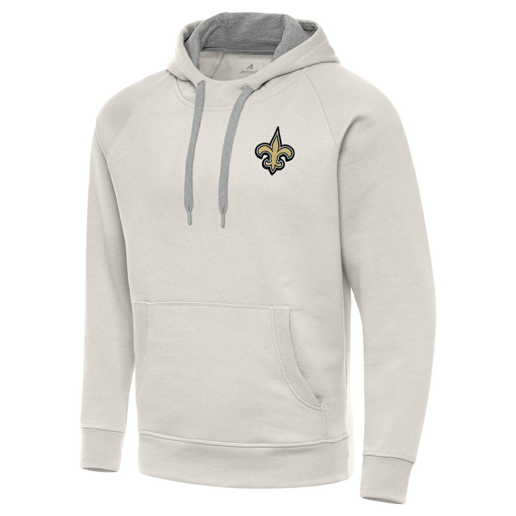 New Orleans Saints Antigua Victory Raglan Pullover Hoodie - Cream Hoodies