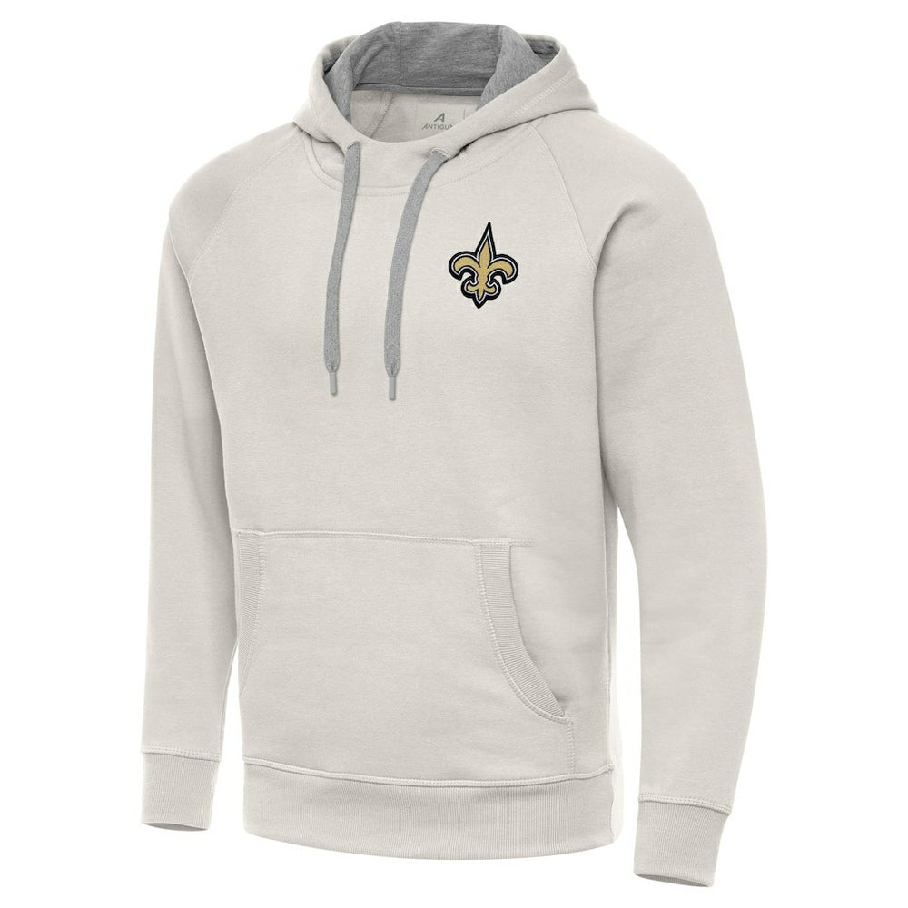 New Orleans Saints Antigua Victory Raglan Pullover Hoodie - Cream Hoodies