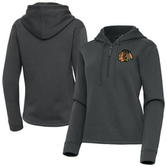 Chicago Blackhawks Antigua Women's Contemporary Quarter-Zip Hoodie - Pewter | US 202370510