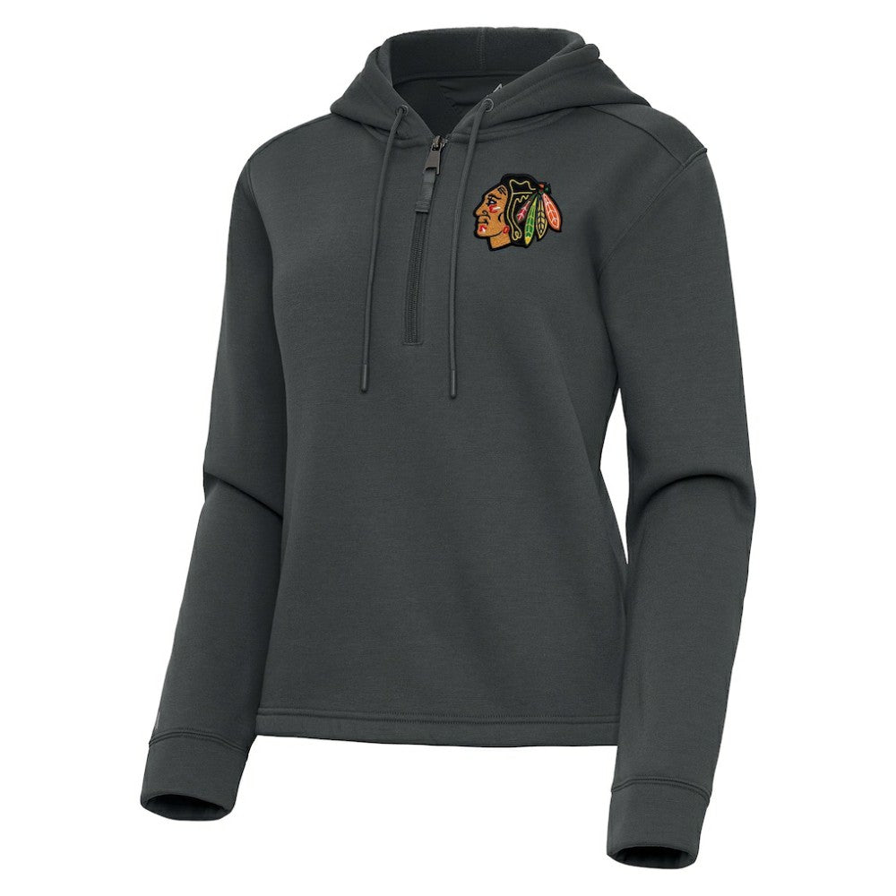Chicago Blackhawks Antigua Women's Contemporary Quarter-Zip Hoodie - Pewter | US 202370510