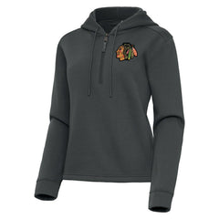 Chicago Blackhawks Antigua Women's Contemporary Quarter-Zip Hoodie - Pewter | US 202370510