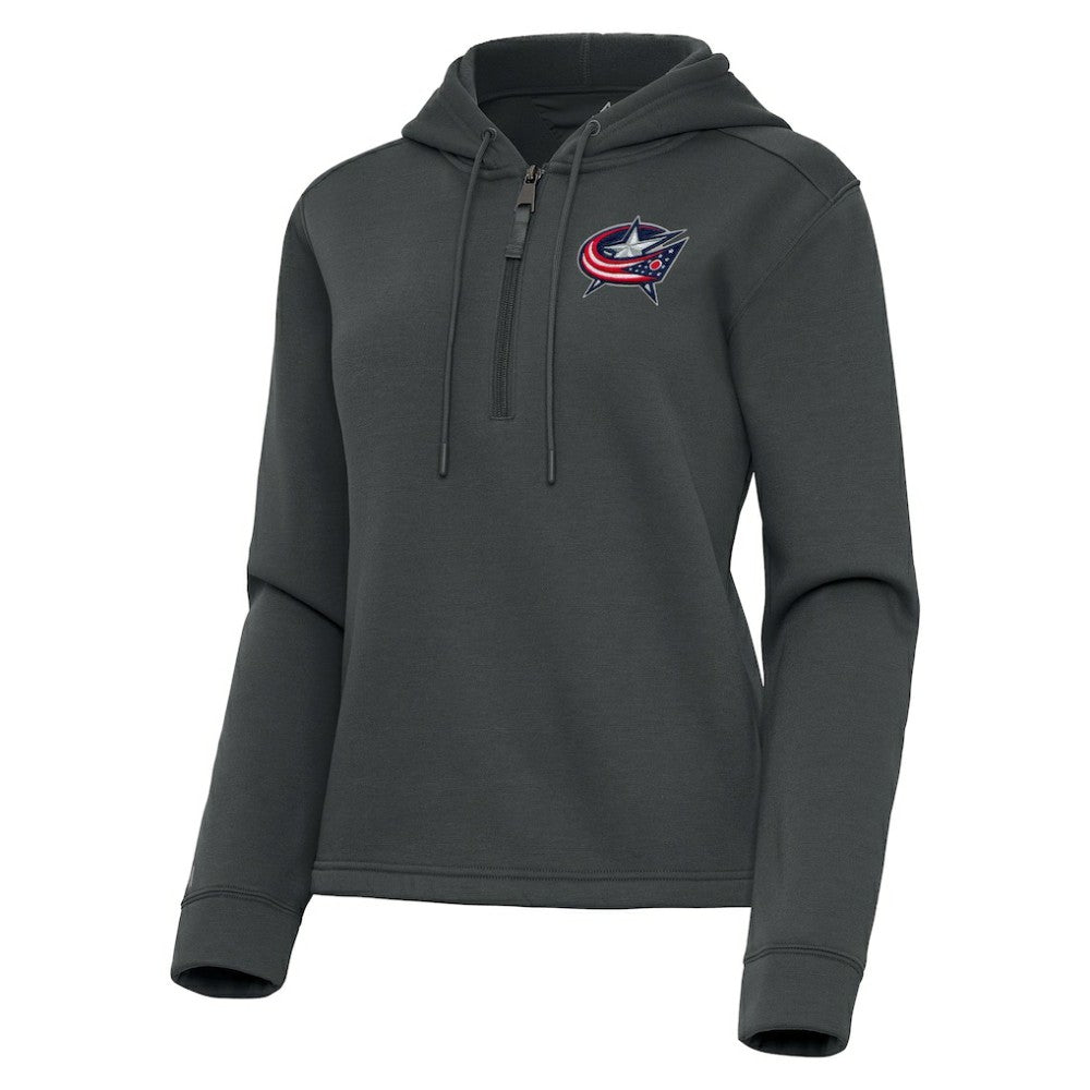 Columbus Blue Jackets Antigua Women's Contemporary Quarter-Zip Hoodie - Pewter | US 202370529