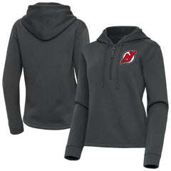 New Jersey Devils Antigua Women's Contemporary Quarter-Zip Hoodie - Pewter | US 202370535