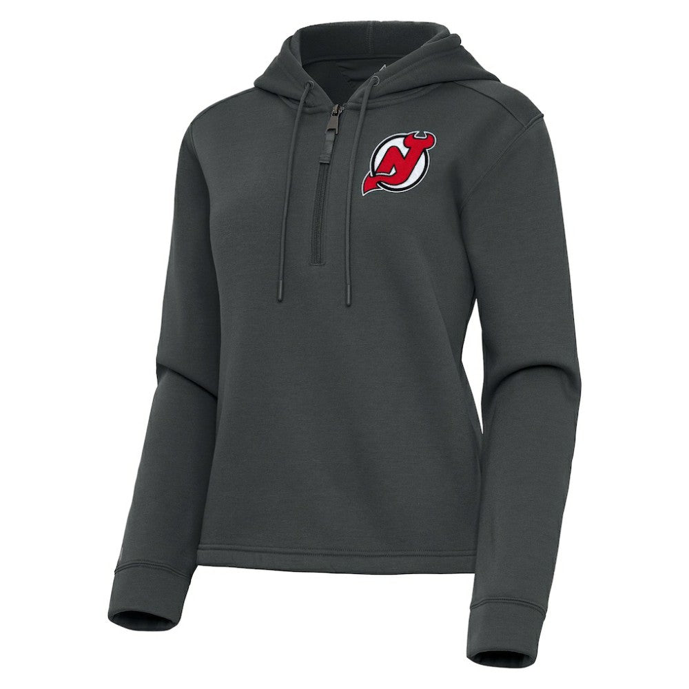 New Jersey Devils Antigua Women's Contemporary Quarter-Zip Hoodie - Pewter | US 202370535