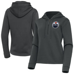 Edmonton Oilers Antigua Women's Contemporary Quarter-Zip Hoodie - Pewter | US 202370537