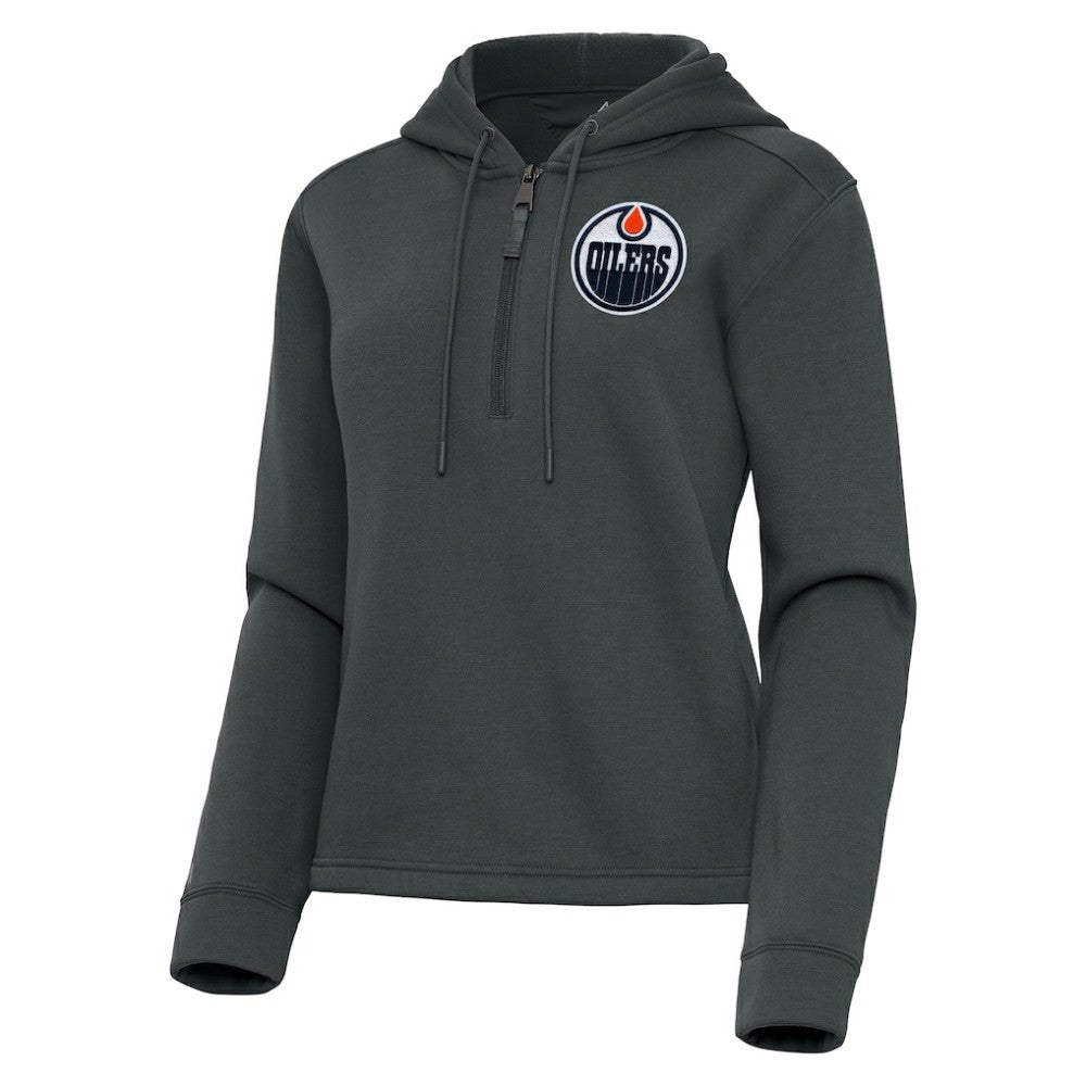 Edmonton Oilers Antigua Women's Contemporary Quarter-Zip Hoodie - Pewter | US 202370537