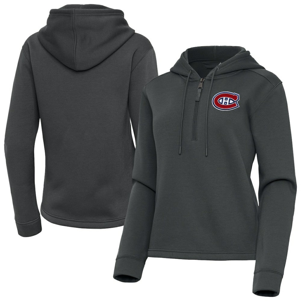 Montreal Canadiens Antigua Women's Contemporary Quarter-Zip Hoodie - Pewter | US 202370538