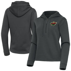 Minnesota Wild Antigua Women's Contemporary Quarter-Zip Hoodie - Pewter | US 202370552