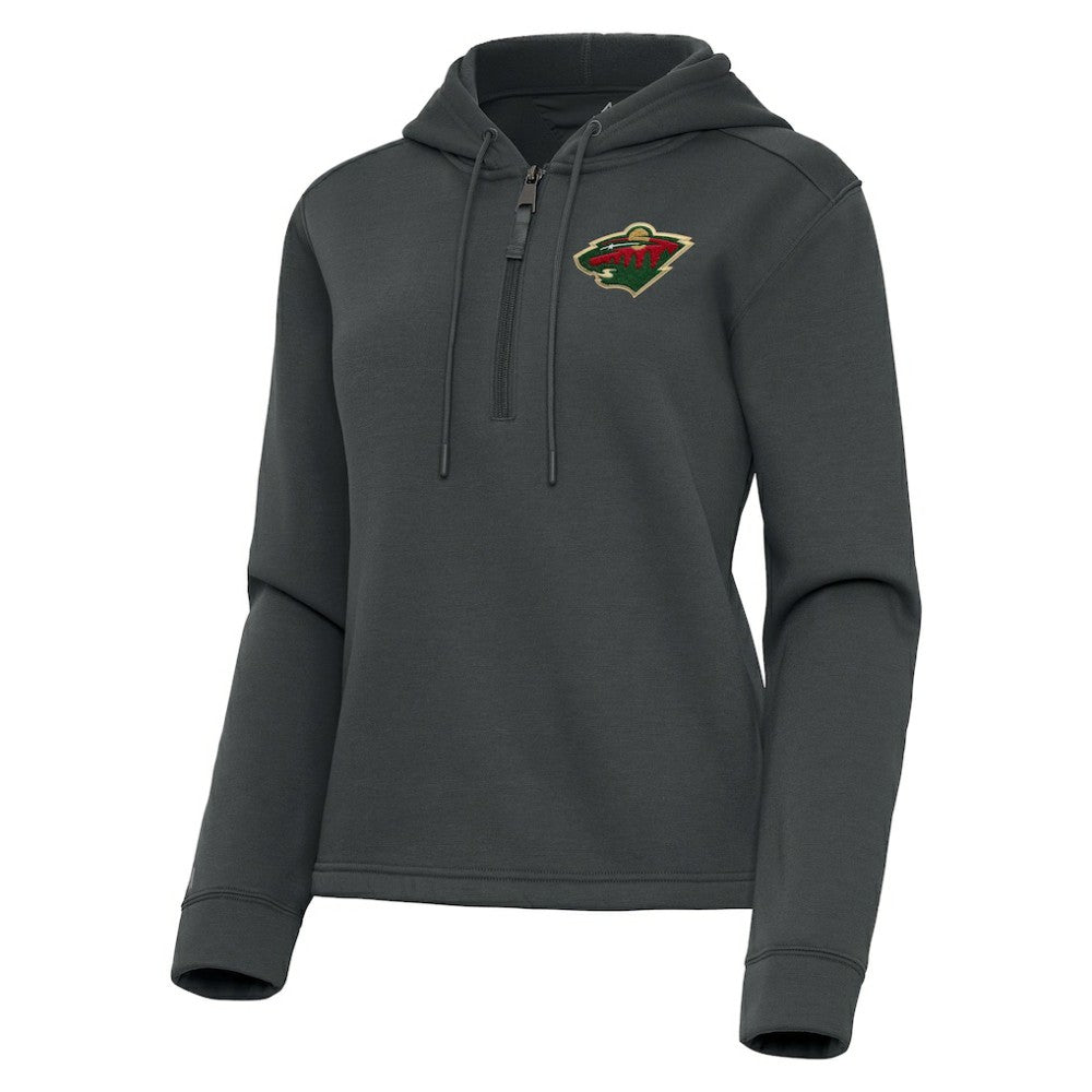 Minnesota Wild Antigua Women's Contemporary Quarter-Zip Hoodie - Pewter | US 202370552