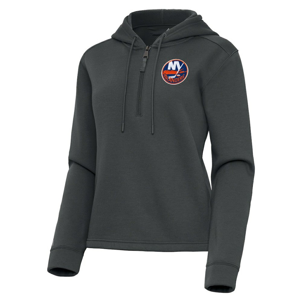 New York Islanders Antigua Women's Contemporary Quarter-Zip Hoodie - Pewter | US 202370569