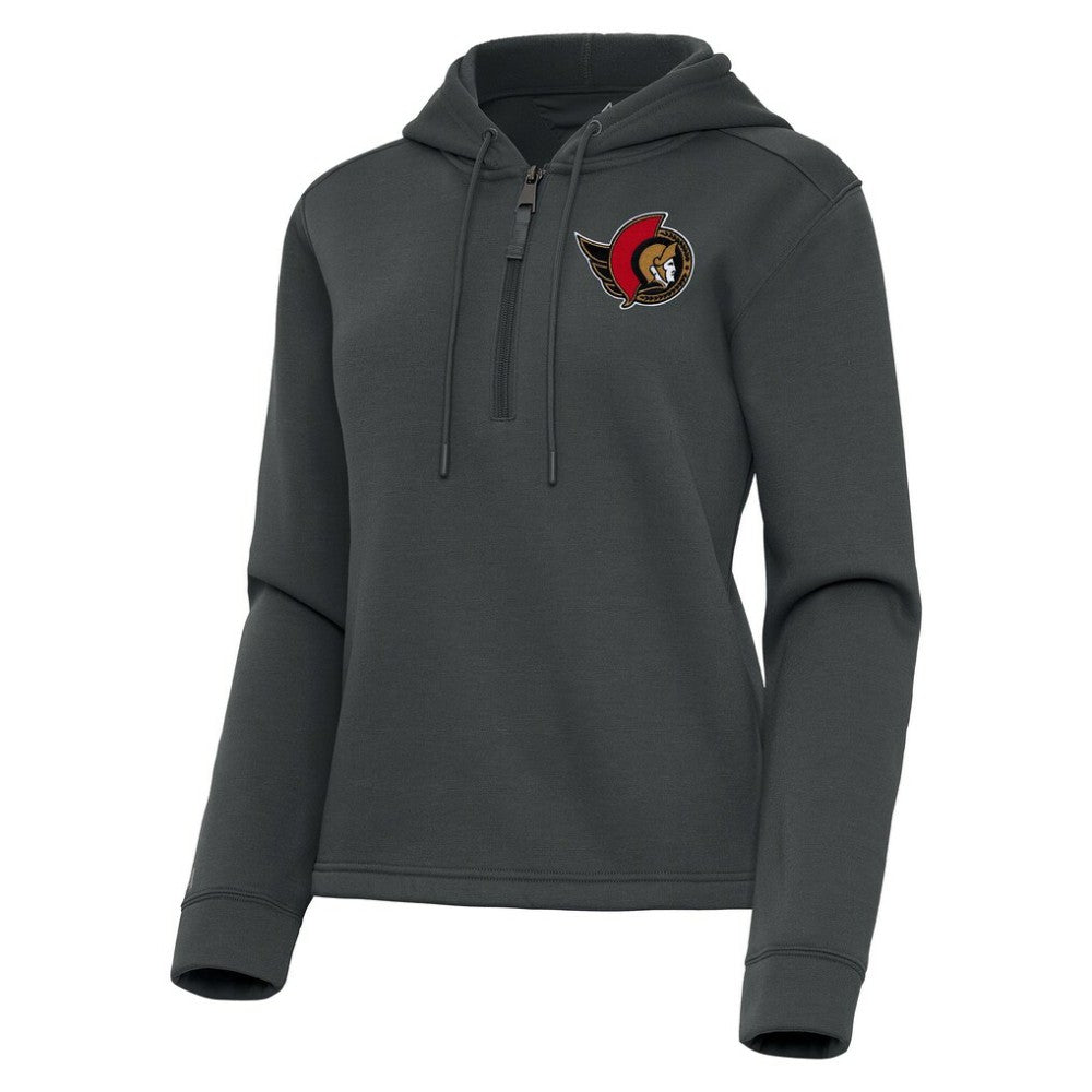 Ottawa Senators Antigua Women's Contemporary Quarter-Zip Hoodie - Pewter | US 202370575