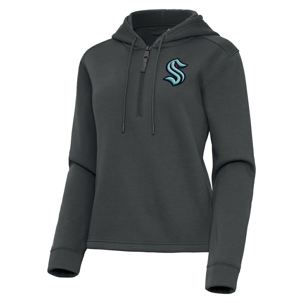 Seattle Kraken Antigua Women's Contemporary Quarter-Zip Hoodie - Pewter | US 202370587