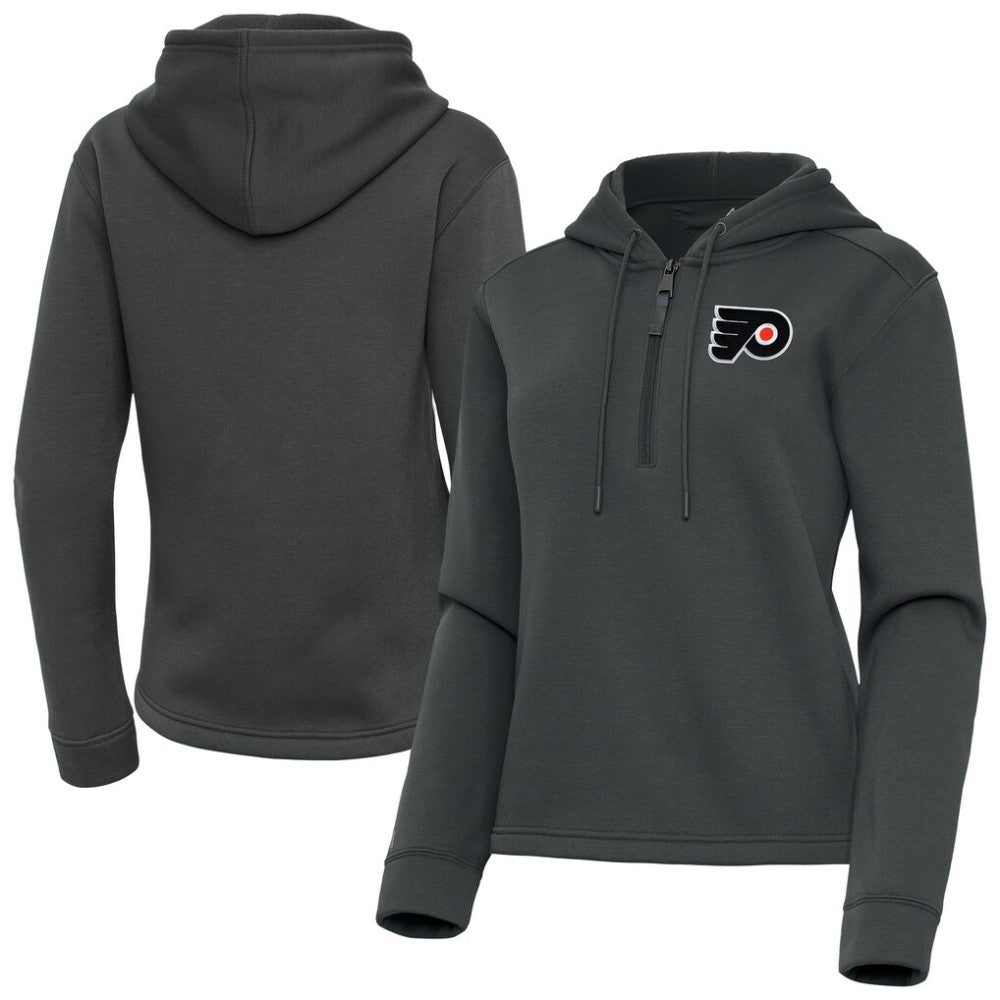 Philadelphia Flyers Antigua Women's Contemporary Quarter-Zip Hoodie - Pewter | US 202370589