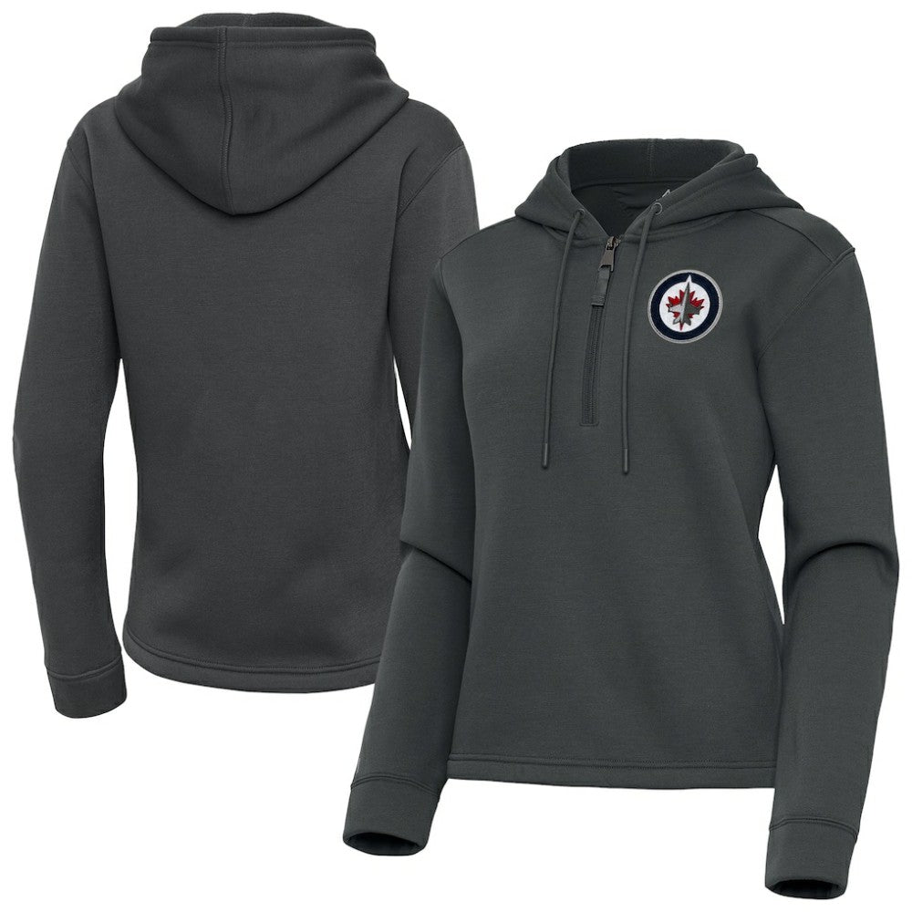 Winnipeg Jets Antigua Women's Contemporary Quarter-Zip Hoodie - Pewter | US 202370602
