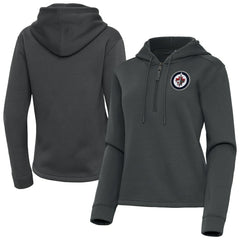 Winnipeg Jets Antigua Women's Contemporary Quarter-Zip Hoodie - Pewter | US 202370602
