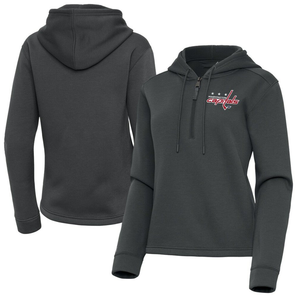Washington Capitals Antigua Women's Contemporary Quarter-Zip Hoodie - Pewter | US 202370612