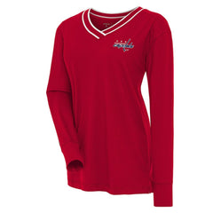 Washington Capitals Antigua Women's Symbolic V-Neck Long Sleeve T-Shirt - Red | US 202370708