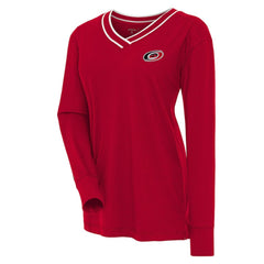 Carolina Hurricanes Antigua Women's Symbolic V-Neck Long Sleeve T-Shirt - Red | US 202370724