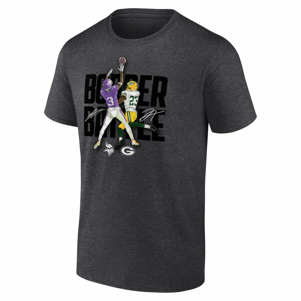 Jordan Addison & Jaire Alexander Minnesota Vikings vs. Green Bay Packers Border Battle Player T-Shirt - Charcoal T-shirts