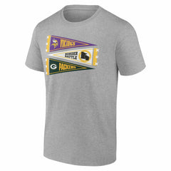 Minnesota Vikings vs. Green Bay Packers Border Battle Pennant T-Shirt - Heather Gray T-shirts