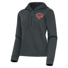 New York Knicks Antigua Women's Contemporary Quarter-Zip Hoodie Pewter outlet