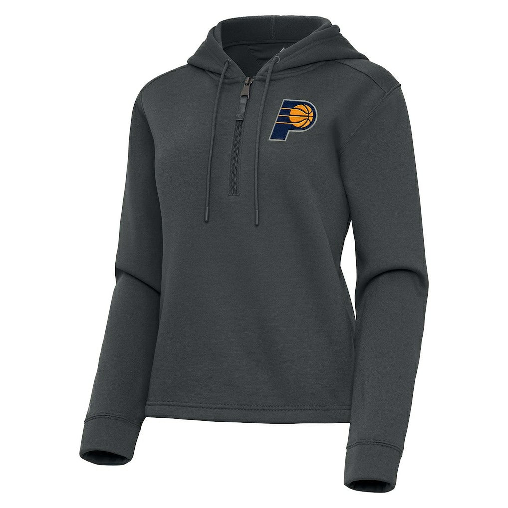 Indiana Pacers Antigua Women's Contemporary Quarter-Zip Hoodie Pewter