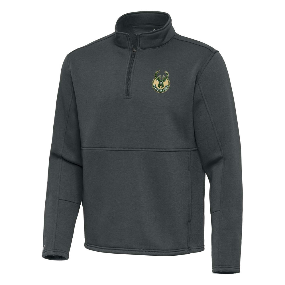 Milwaukee Bucks Antigua Twist Quarter-Zip Pullover Top - Pewter