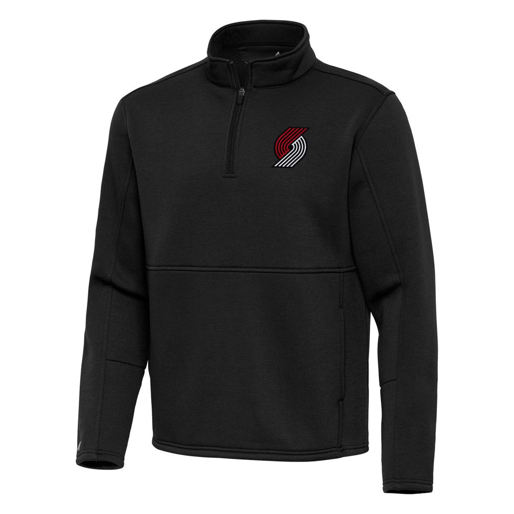 Portland Trail Blazers Antigua Twist Quarter-Zip Pullover Top - Black