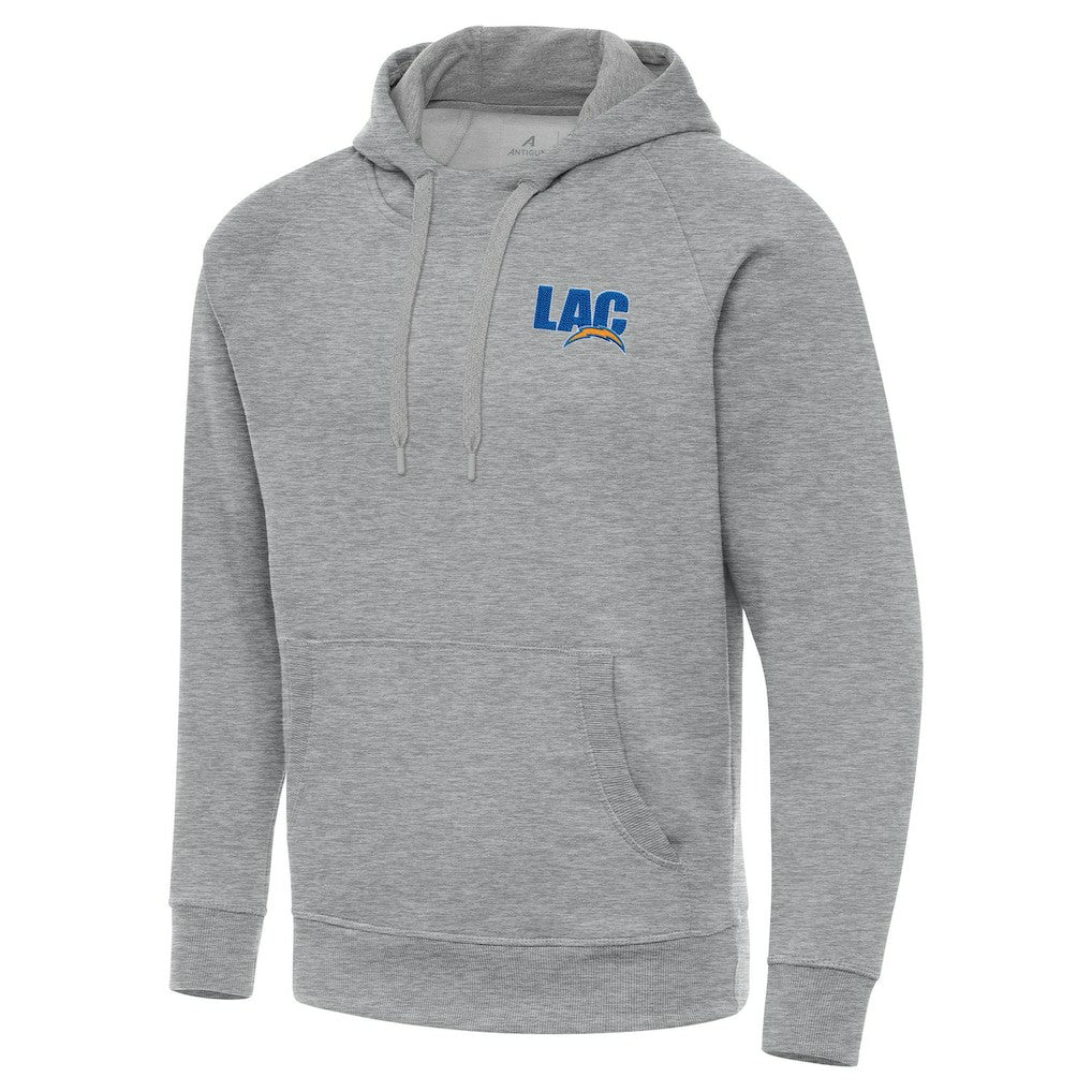 Men's Los Angeles Chargers Antigua Victory Pullover Hoodie - Heather Gray Hoodies