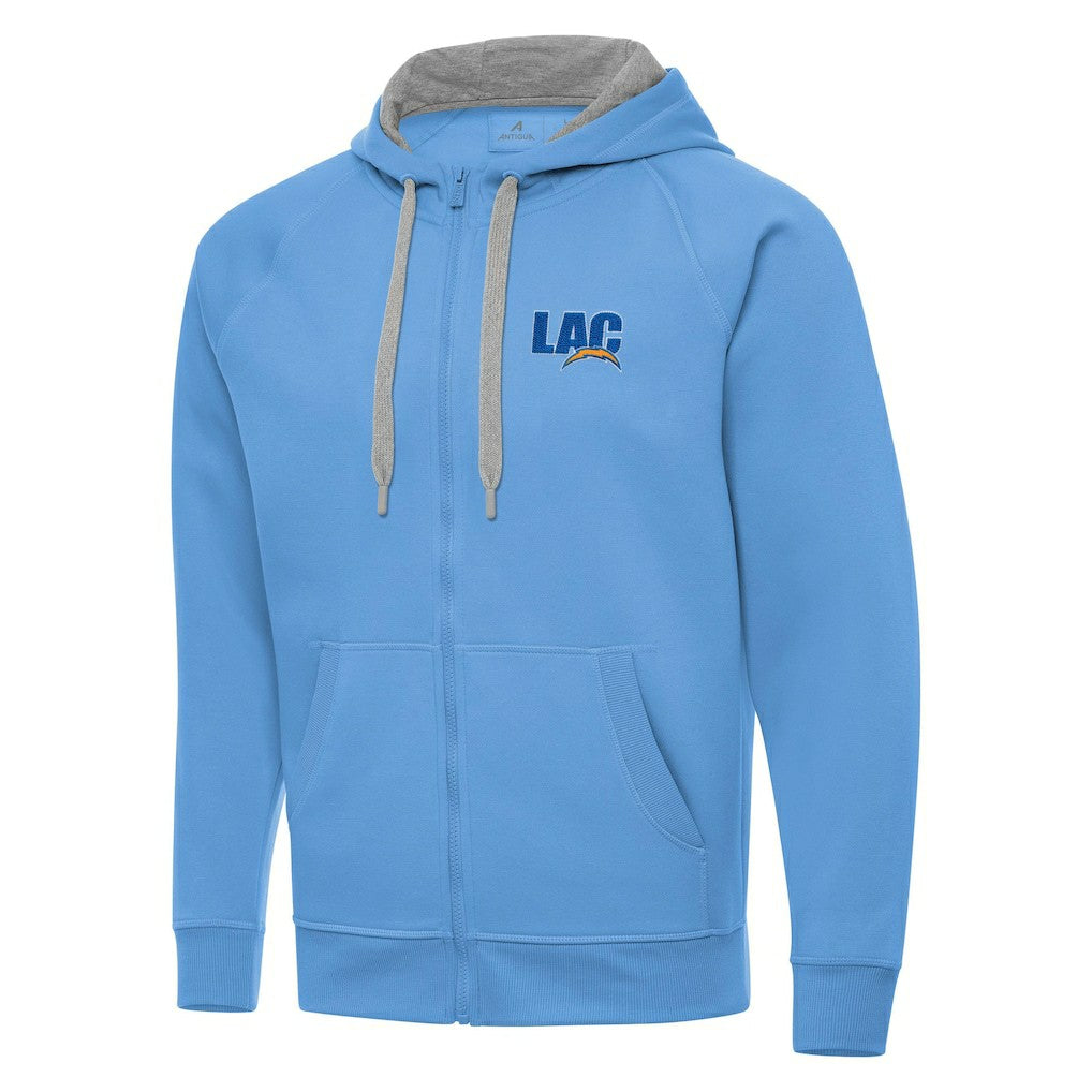 Men's Los Angeles Chargers Antigua Victory Full-Zip Hoodie - Powder Blue Hoodies