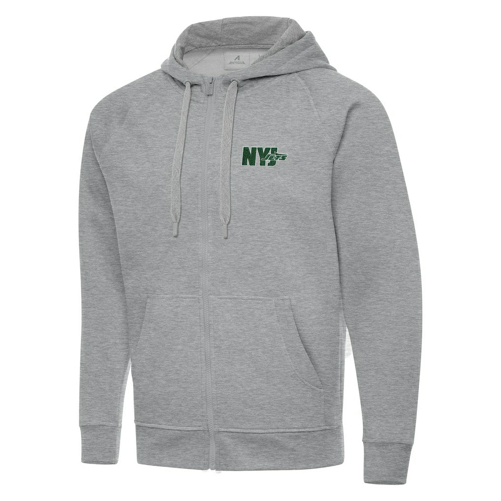 Men's New York Jets Antigua Victory Full-Zip Hoodie - Heather Gray Hoodies