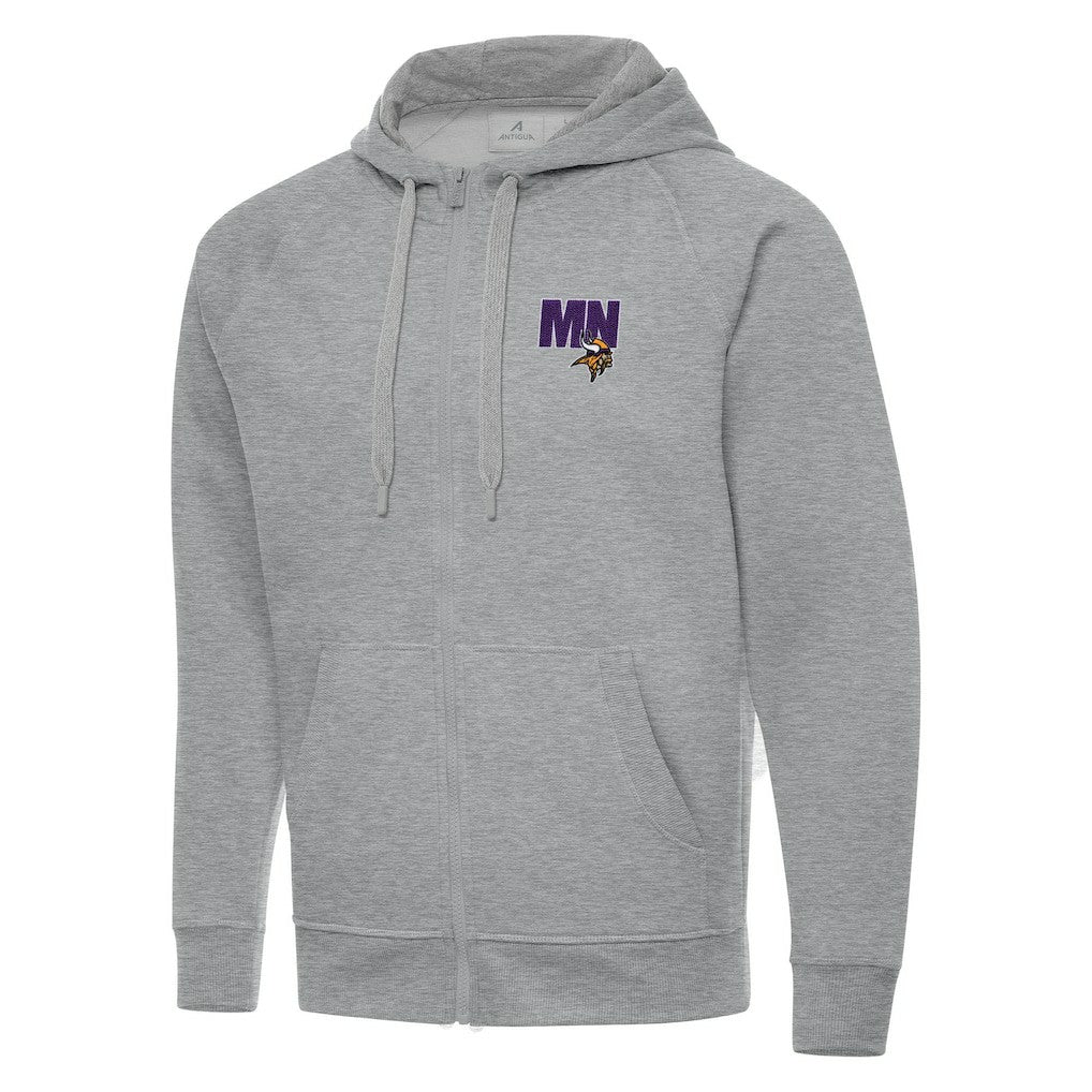 Men's Minnesota Vikings Antigua Victory Full-Zip Hoodie - Heather Gray Hoodies