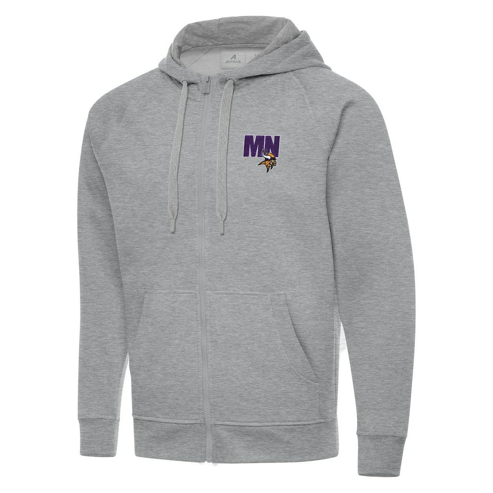 Men's Minnesota Vikings Antigua Victory Full-Zip Hoodie - Heather Gray Hoodies
