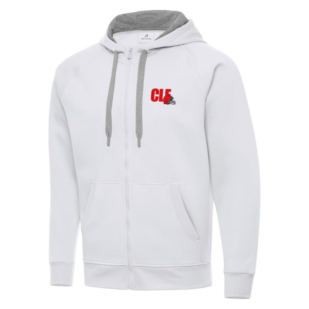 Men's Cleveland Browns Antigua Victory Full-Zip Hoodie - White Hoodies
