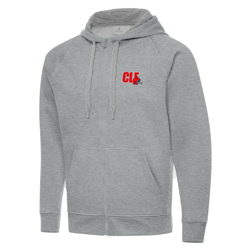 Men's Cleveland Browns Antigua Victory Full-Zip Hoodie - Heather Gray Hoodies