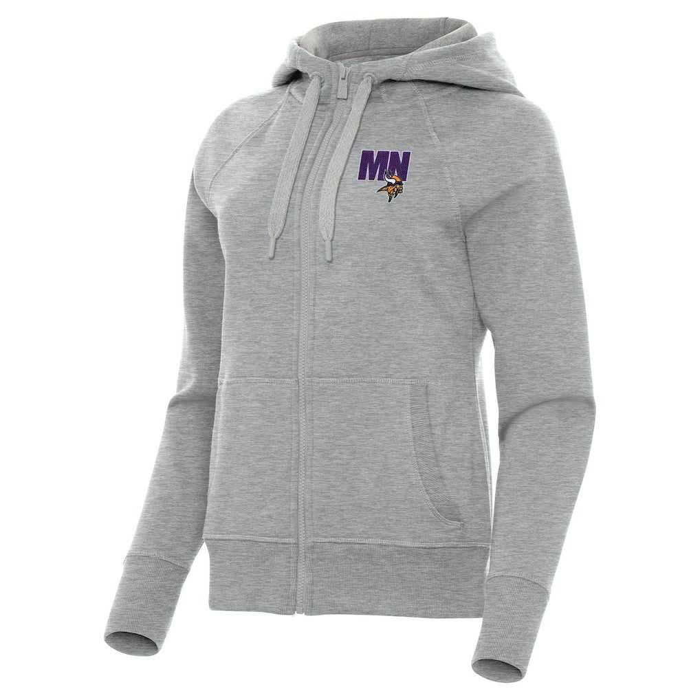 Minnesota Vikings Antigua Women's Victory Full-Zip Hoodie - Heather Gray Hoodies