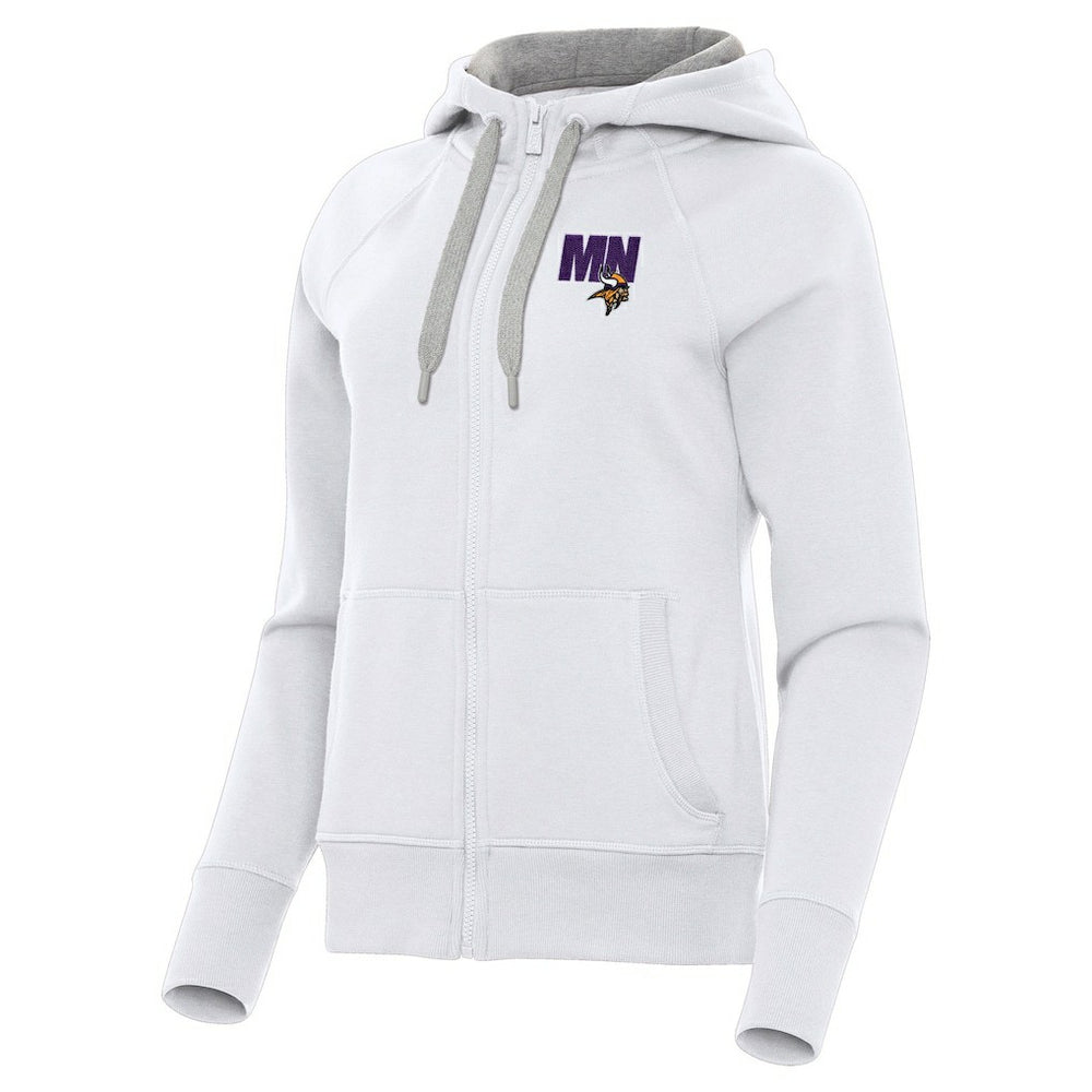 Minnesota Vikings Antigua Women's Victory Full-Zip Hoodie - White Hoodies