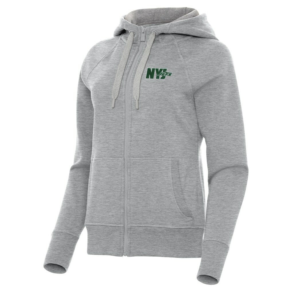 New York Jets Antigua Women's Victory Full-Zip Hoodie - Heather Gray Hoodies