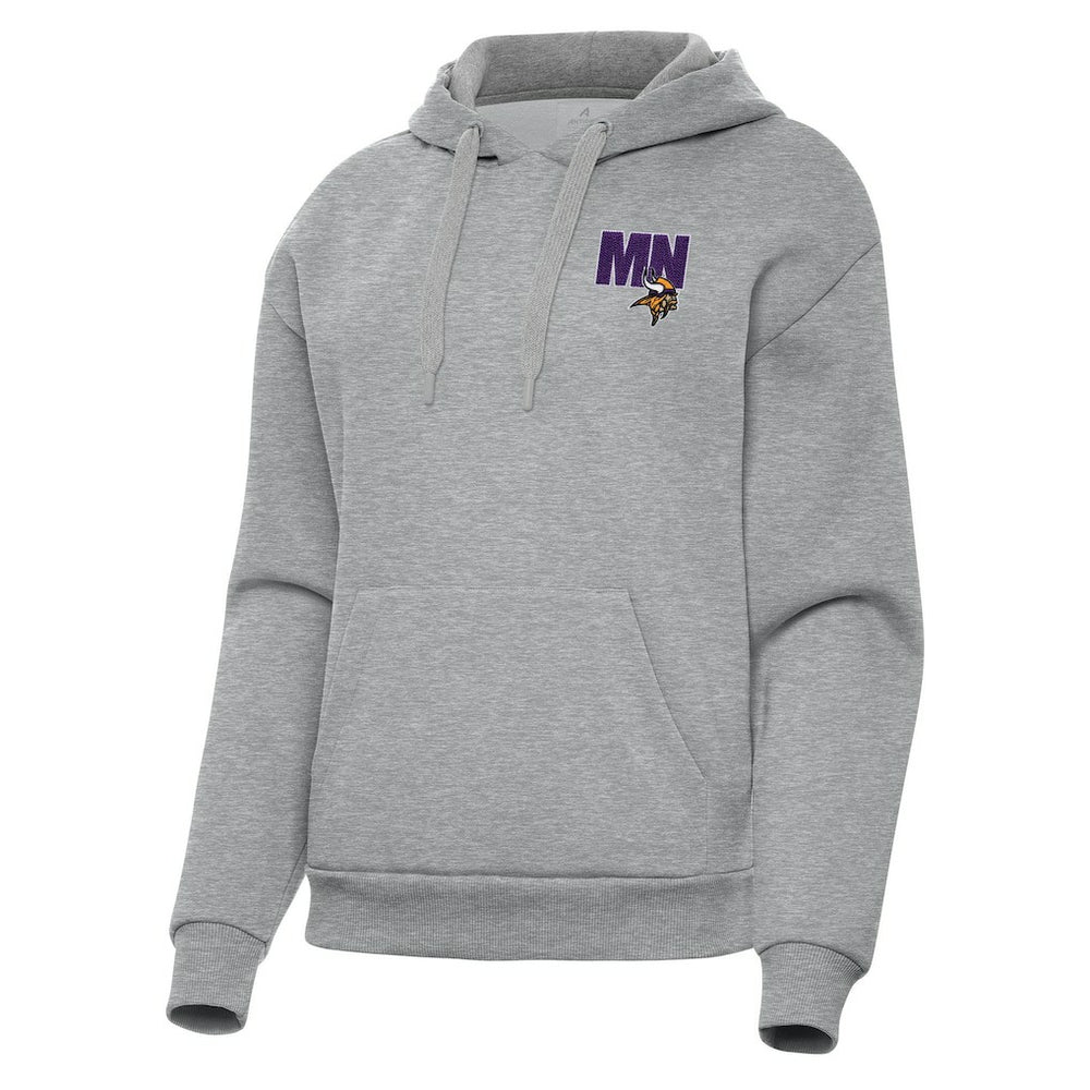 Minnesota Vikings Antigua Women's Victory Pullover Hoodie - Heather Gray Hoodies