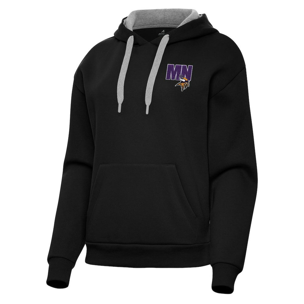Minnesota Vikings Antigua Women's Victory Pullover Hoodie - Black Hoodies
