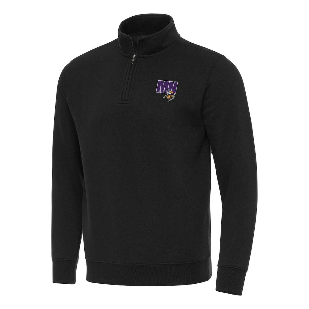 Minnesota Vikings Antigua Men's Victory Quarter-Zip Sweatshirt - Black Sweatshirts