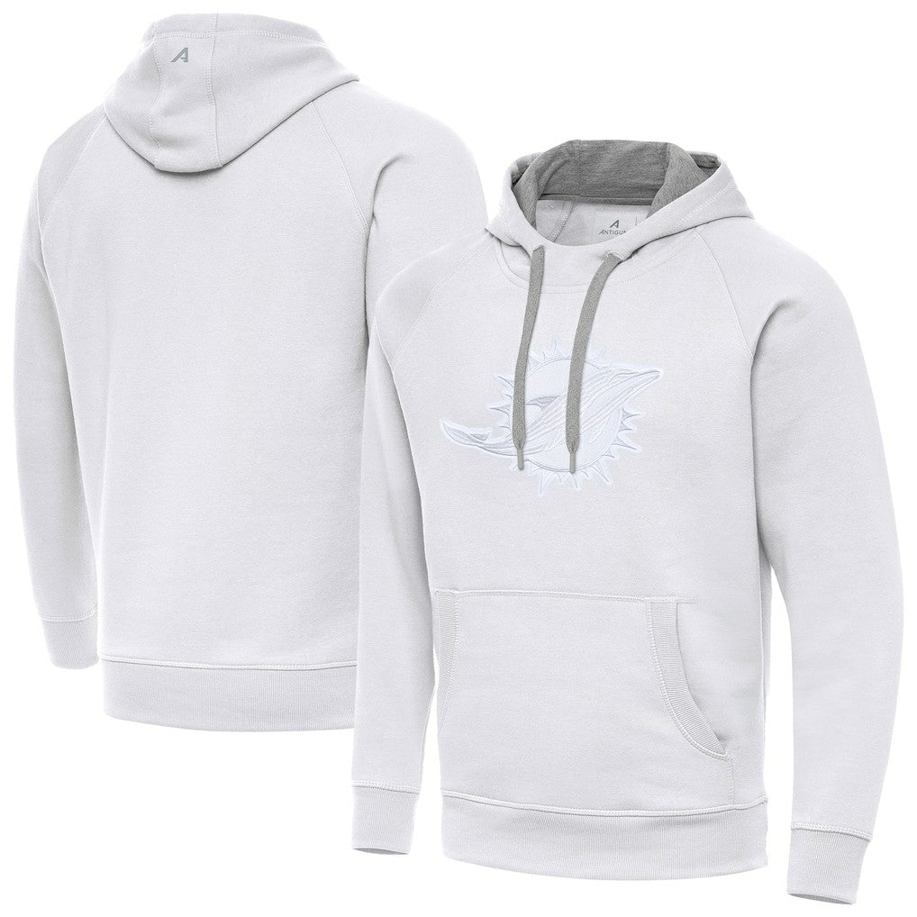Miami Dolphins Antigua Victory Pullover Hoodie - White Hoodies