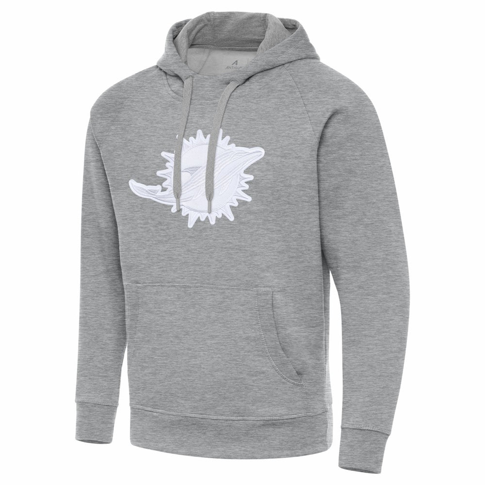 Miami Dolphins Antigua Victory Pullover Hoodie - Heather Gray Hoodies