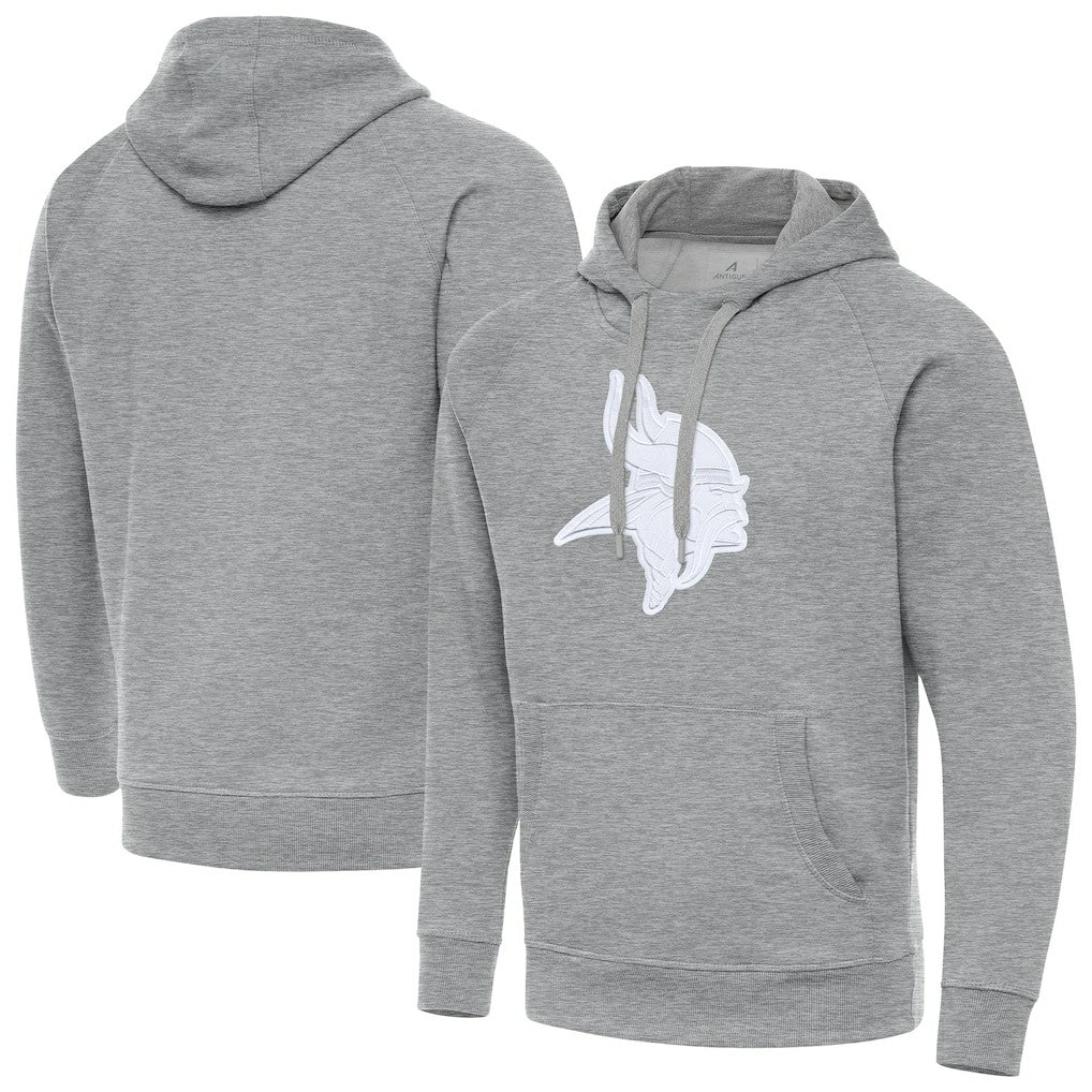 Minnesota Vikings Antigua Victory Pullover Hoodie - Heather Gray Hoodies