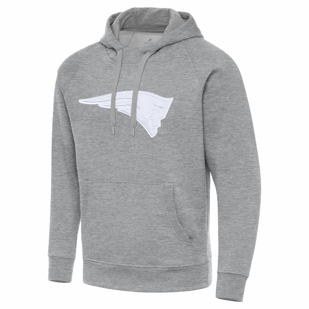 New England Patriots Antigua Victory Pullover Hoodie - Heather Gray Hoodies