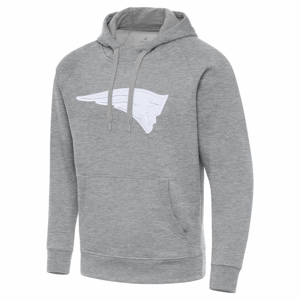 New England Patriots Antigua Victory Pullover Hoodie - Heather Gray Hoodies