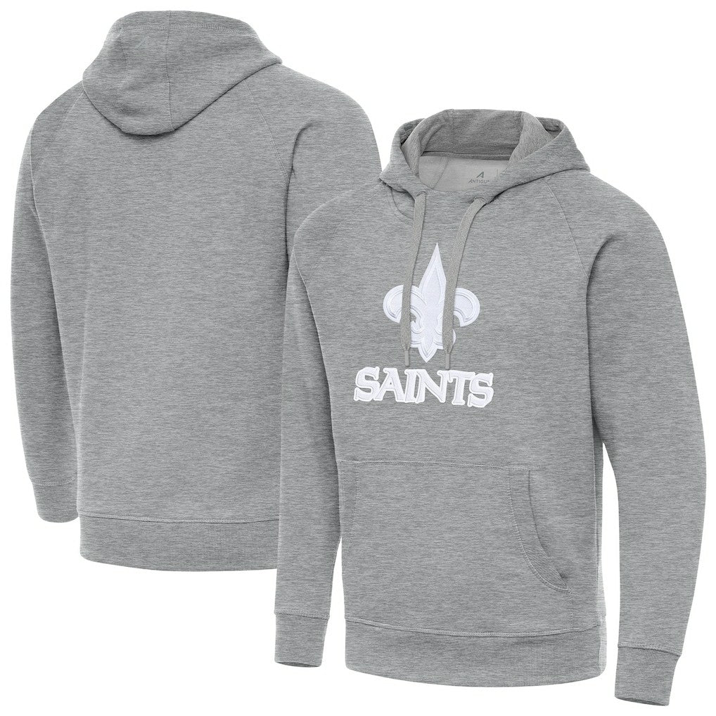 New Orleans Saints Antigua Victory Pullover Hoodie - Heather Gray Hoodies